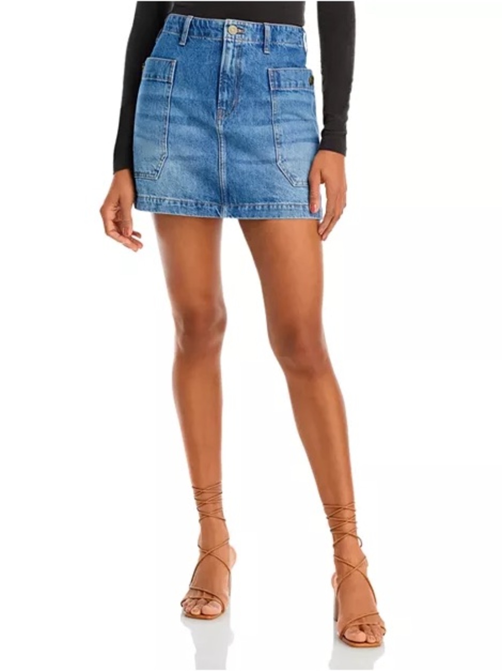 Frame Denim Pale Blue Denim Mini Skirt with Cargo Patch Pocket Size 26/ XS